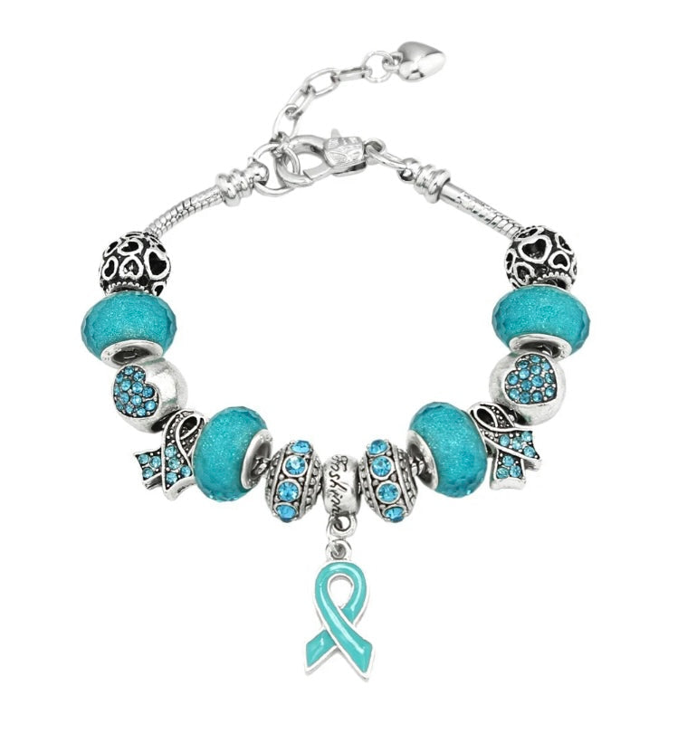 POTS Syndrome Ribbon Charms and Bracelet