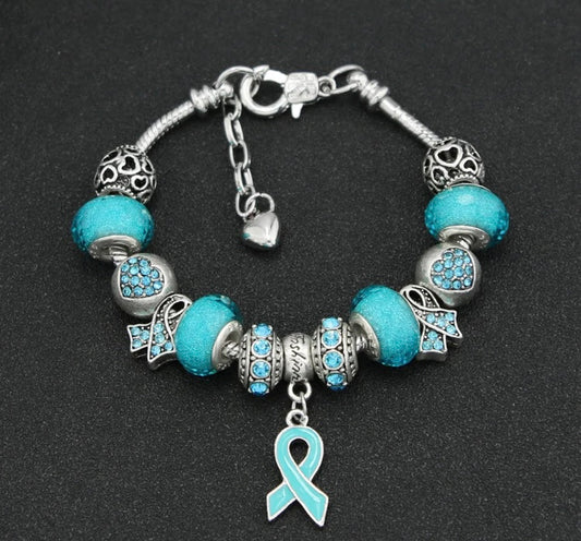 POTS Syndrome Ribbon Charms and Bracelet
